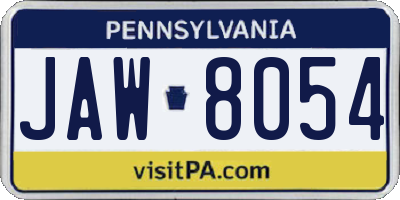 PA license plate JAW8054