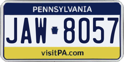 PA license plate JAW8057