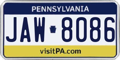 PA license plate JAW8086