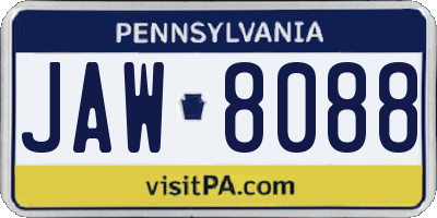 PA license plate JAW8088