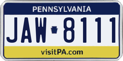 PA license plate JAW8111