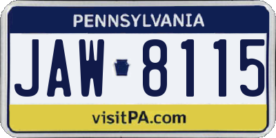 PA license plate JAW8115
