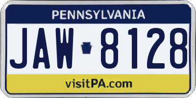 PA license plate JAW8128