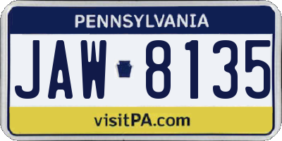 PA license plate JAW8135