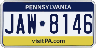 PA license plate JAW8146