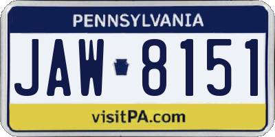 PA license plate JAW8151