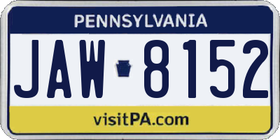 PA license plate JAW8152