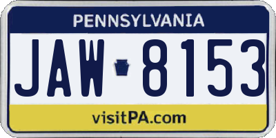 PA license plate JAW8153