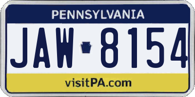 PA license plate JAW8154
