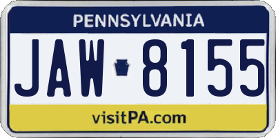 PA license plate JAW8155