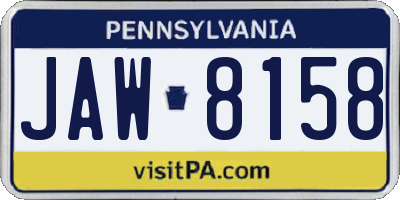 PA license plate JAW8158