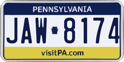 PA license plate JAW8174