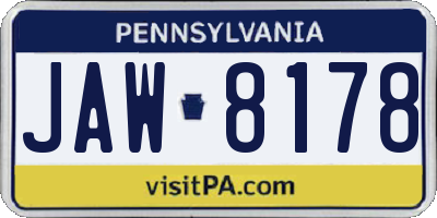 PA license plate JAW8178