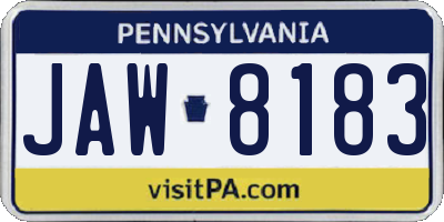 PA license plate JAW8183