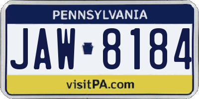 PA license plate JAW8184