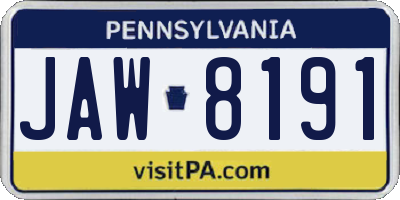 PA license plate JAW8191