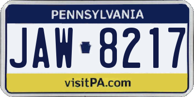PA license plate JAW8217