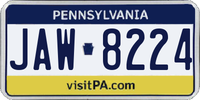 PA license plate JAW8224