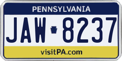 PA license plate JAW8237