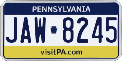 PA license plate JAW8245