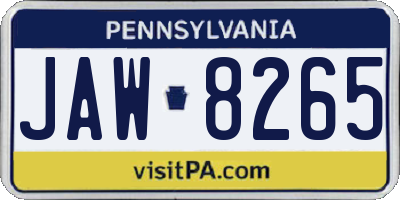 PA license plate JAW8265