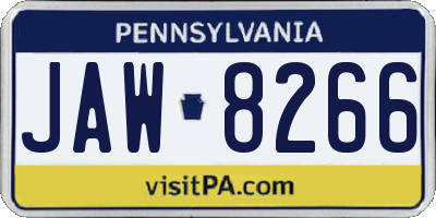 PA license plate JAW8266
