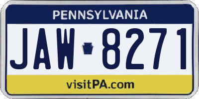 PA license plate JAW8271