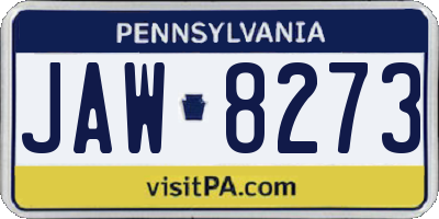 PA license plate JAW8273