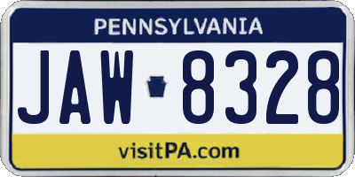 PA license plate JAW8328