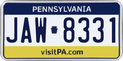 PA license plate JAW8331