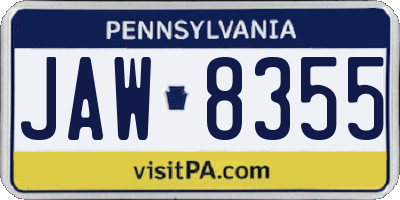 PA license plate JAW8355
