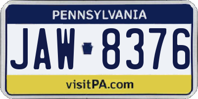 PA license plate JAW8376