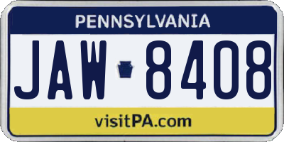 PA license plate JAW8408