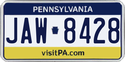 PA license plate JAW8428