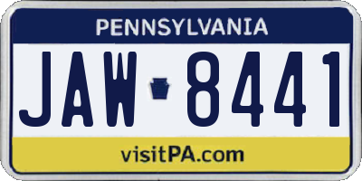 PA license plate JAW8441