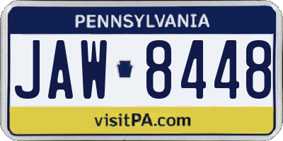 PA license plate JAW8448