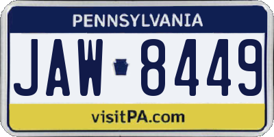 PA license plate JAW8449