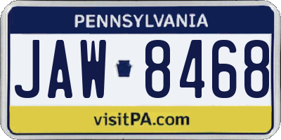 PA license plate JAW8468