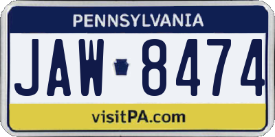 PA license plate JAW8474