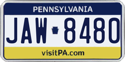 PA license plate JAW8480