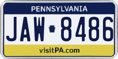 PA license plate JAW8486