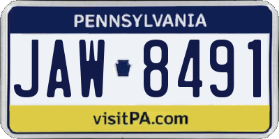 PA license plate JAW8491