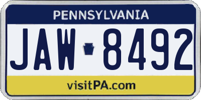 PA license plate JAW8492