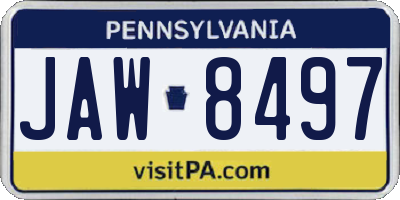 PA license plate JAW8497