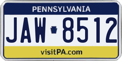 PA license plate JAW8512