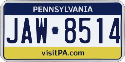 PA license plate JAW8514