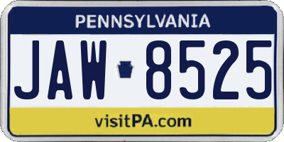 PA license plate JAW8525