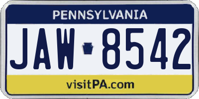 PA license plate JAW8542