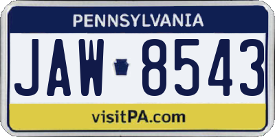 PA license plate JAW8543