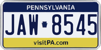 PA license plate JAW8545